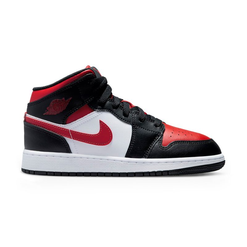 Air Jordan 1 Mid Black Fire Red GS Crepslocker Front