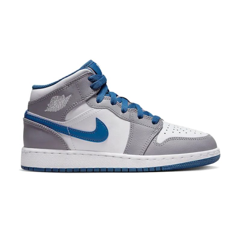 Air Jordan 1 Mid True Blue Cement GS Crepslocker Front