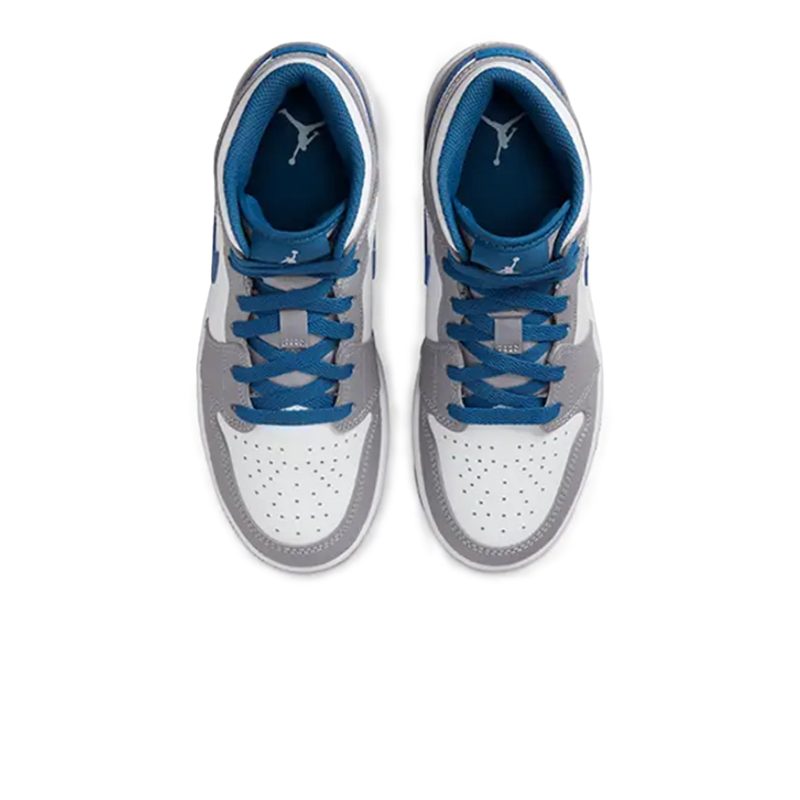 Air Jordan 1 Mid True Blue Cement GS Crepslocker Top