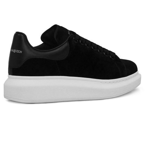 Alexander Mcqueen Raised Sole Black Velvet Trainers Back