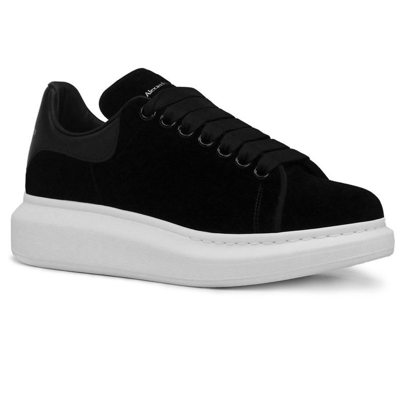 Alexander Mcqueen Raised Sole Black Velvet Trainers Front