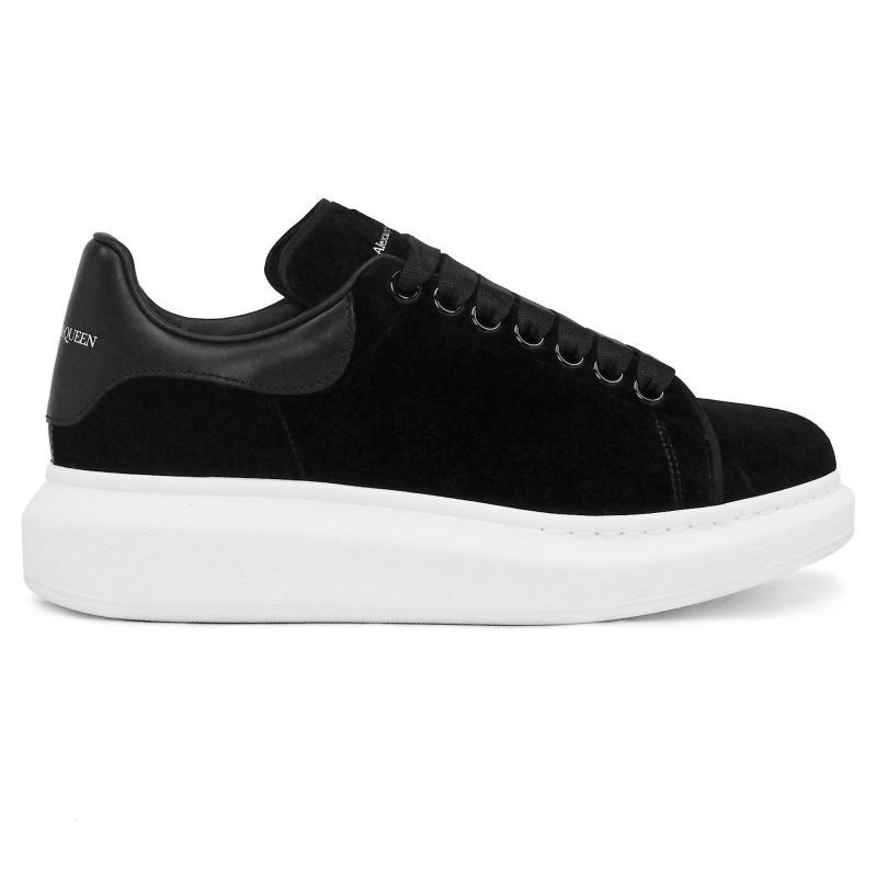 Alexander Mcqueen Raised Sole Black Velvet Trainers Side