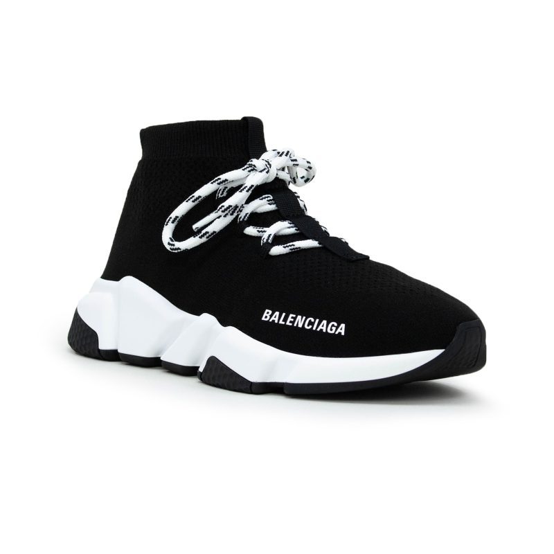 Balenciaga Speed Knit Lace Sock Black White W Crepslocker Front