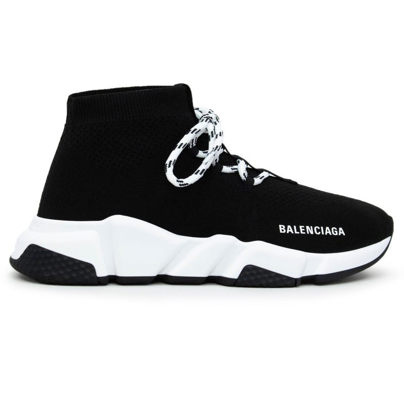 Balenciaga Speed Knit Lace Sock Black White W Crepslocker Side