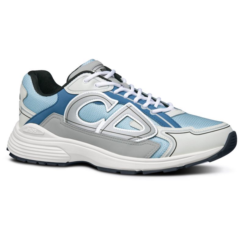 Dior B30 Technical Mesh Light Blue Grey Trainer Crepslocker Front Side