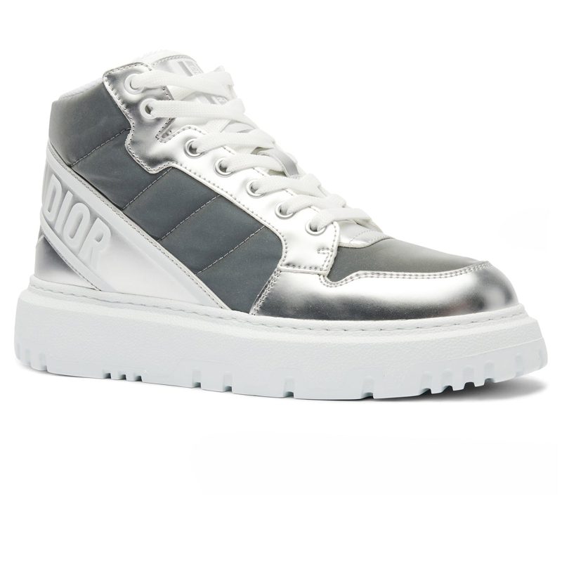 Dior D Player Grey Reflective Quilted Nylon Sneaker Crepslocker Front Side