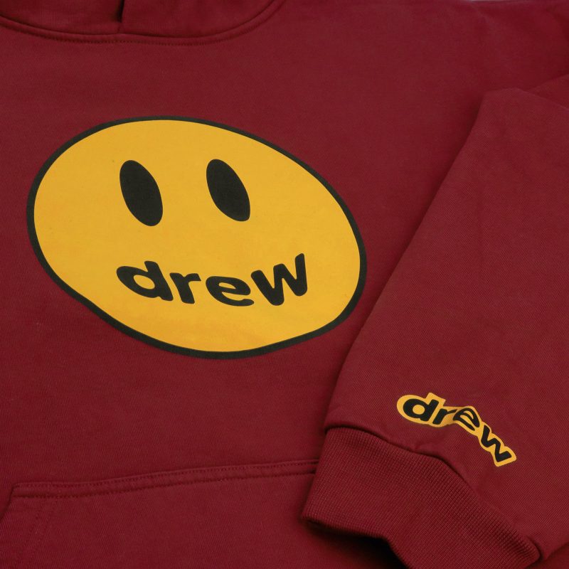 Drew House Mascot Hoodie Burgundy Crepslocker Close Up 1