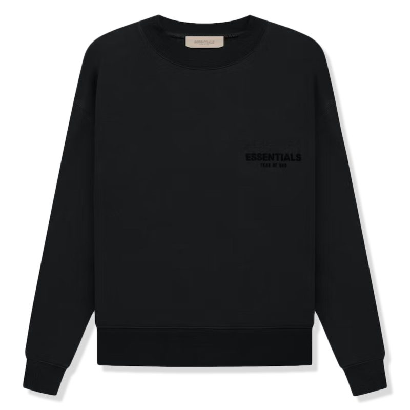 Fear of god essentials black crewneck ss22 crepslocker front