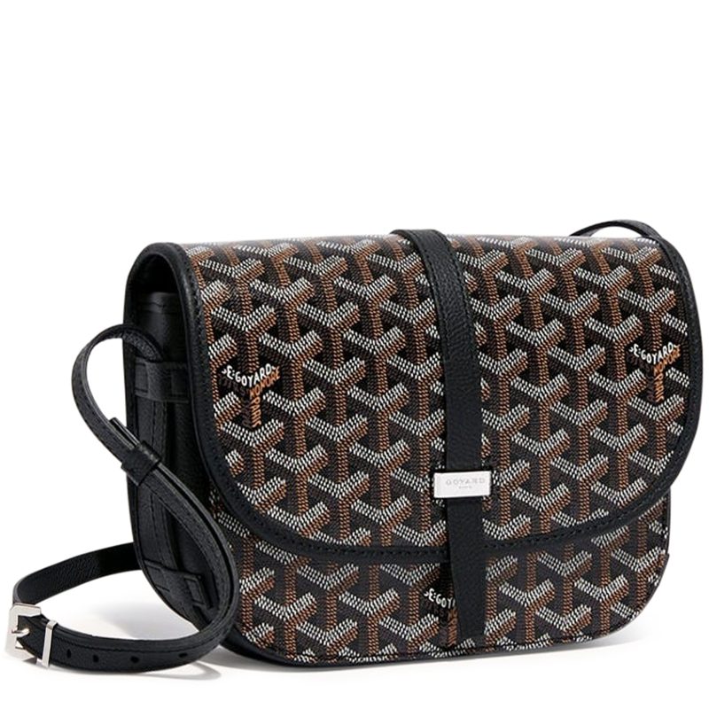 Goyard Goyardine Belvedere II Black PM Messenger Bag Crepslocker Front