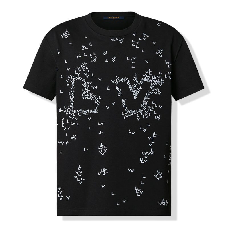 Louis Vuitton LV Spread Embroidery black T Shirt Crepslocker Front