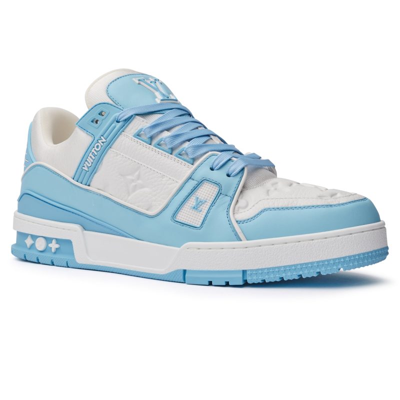 Louis Vuitton LV Trainer Sky Blue Sneaker Crepslocker Front Side