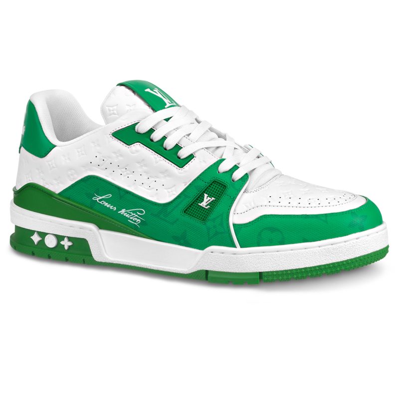 Louis Vuitton LV Trainer 54 White Green Sneaker Crepslocker Front