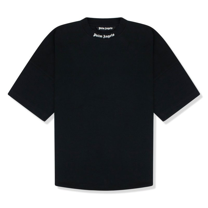 Palm Angels Logo Collar Back Black Oversized T Shirt Front