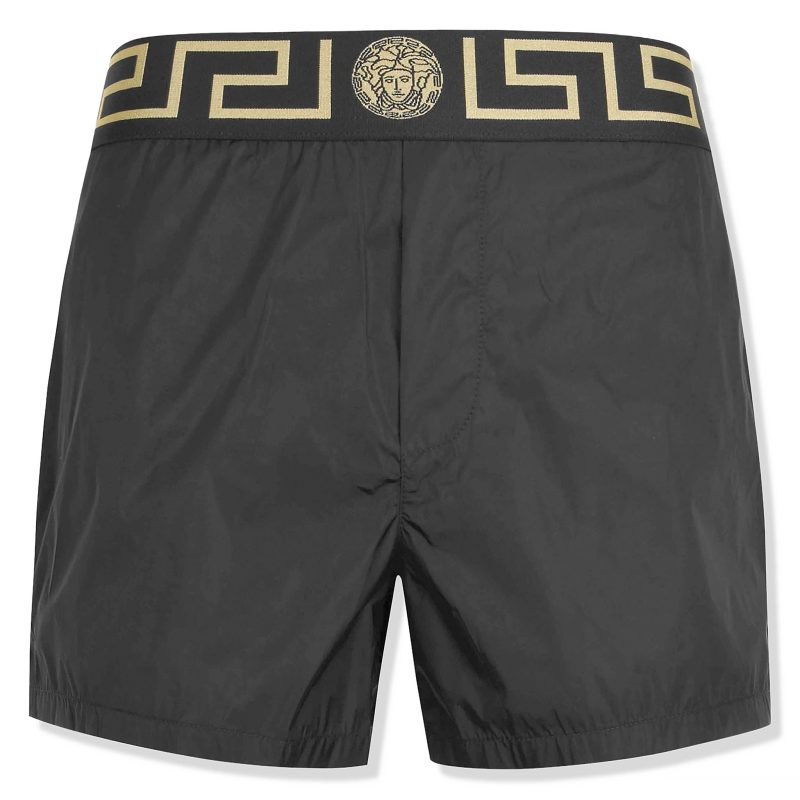 Versace Logo Swimming Shorts Black Crepslocker Front