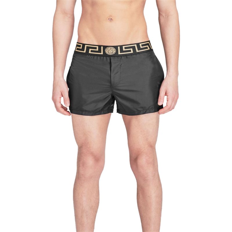 Versace Logo Swimming Shorts Black Crepslocker model front