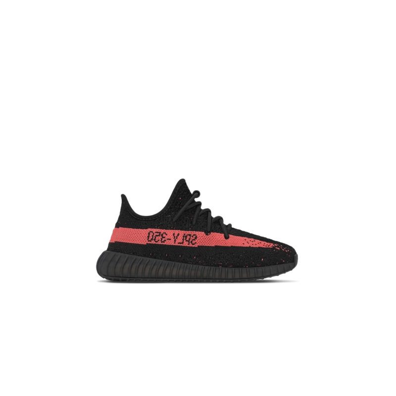 Yeezy Boost 350 V2 Core Black Red Kids Crepslocker Front