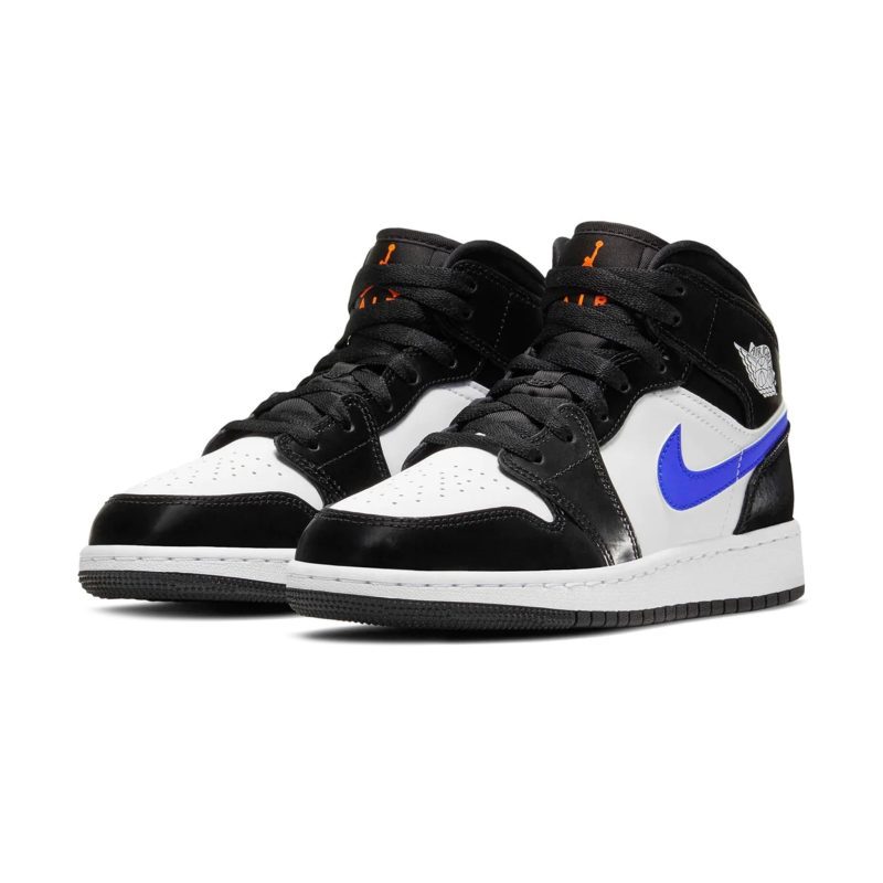 air jordan 1 mid black racer blue gs 554725 084 front side