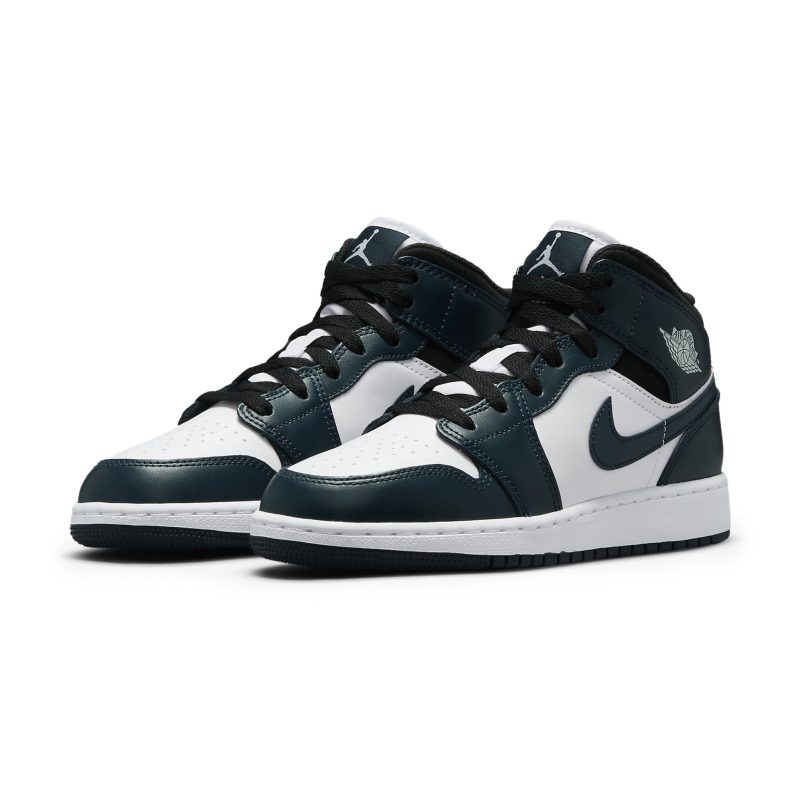 air jordan 1 mid dark teal gs 554725 411 front side