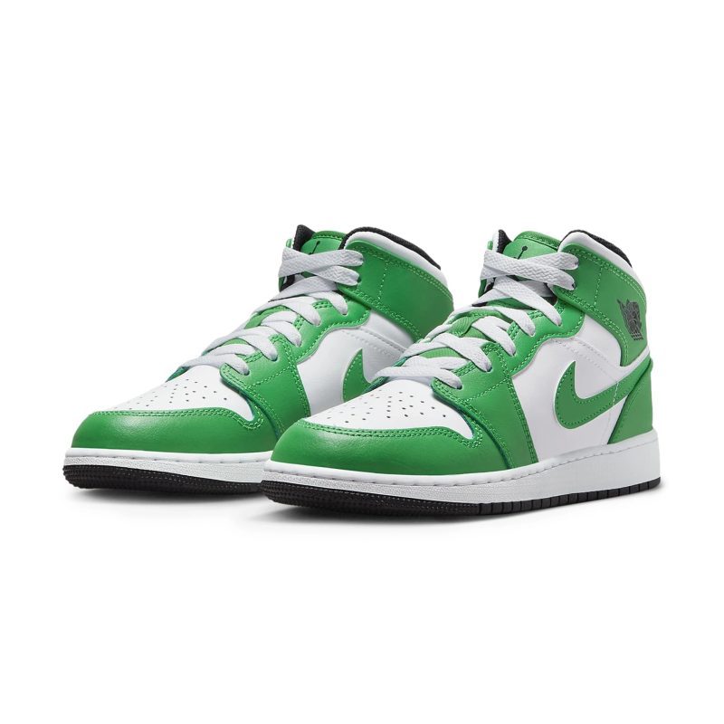 air jordan 1 mid lucky green gs dq8423 301 front side