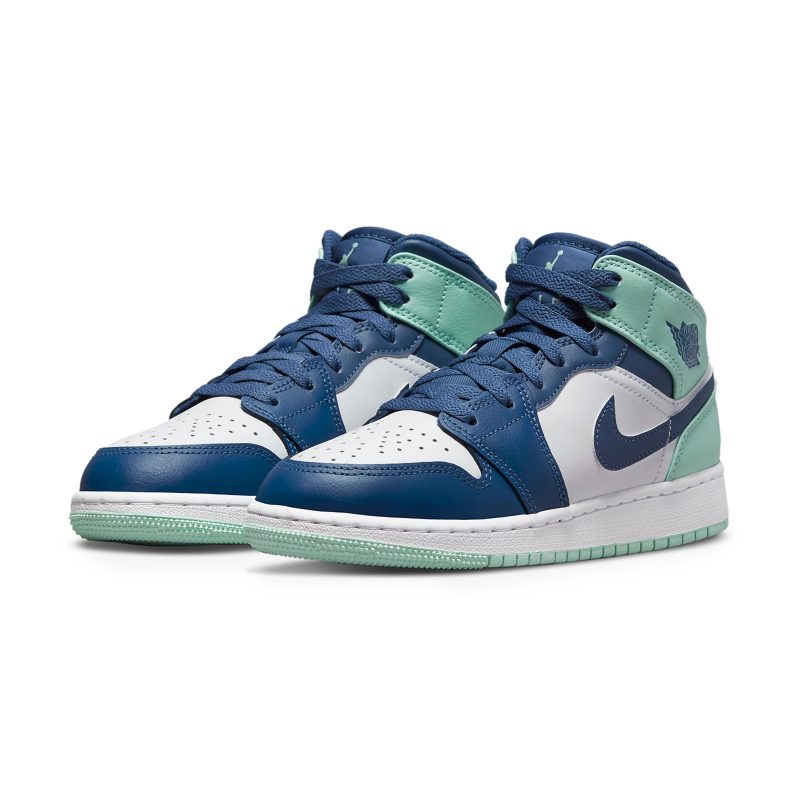 air jordan 1 mid mystic navy mint foam gs 554725 413 front side