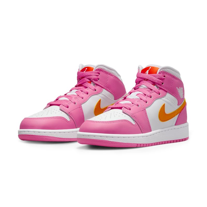 air jordan 1 mid pinksickle safety orange gs dx3240 681 front side