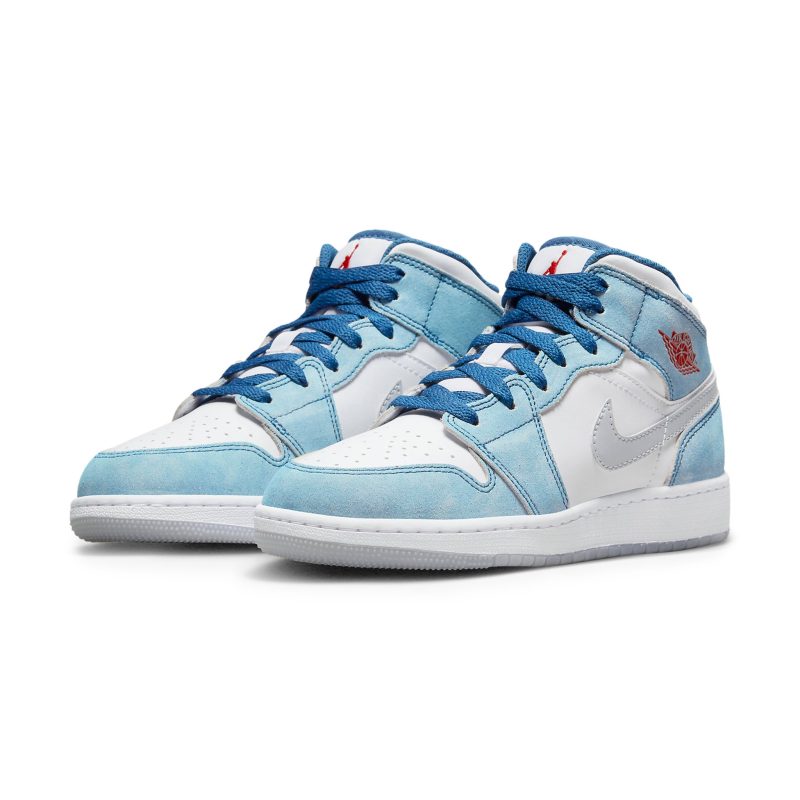 air jordan 1 mid se french blue light steel gs dr6235 401 front side