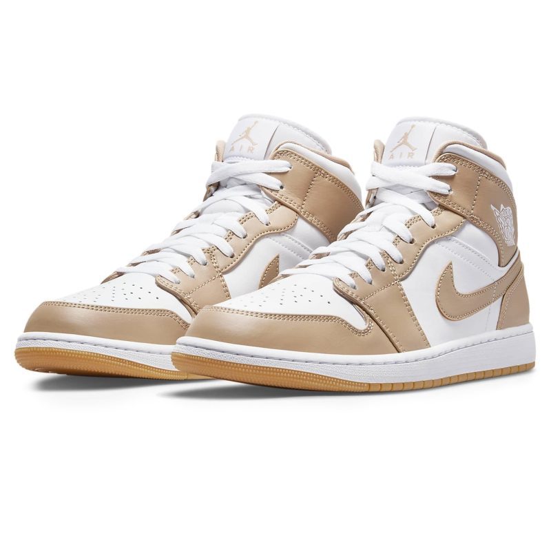 air jordan 1 mid tan gum 554724 271 front side