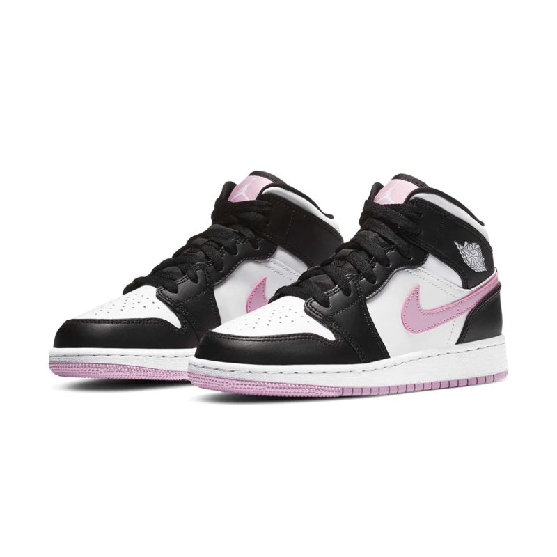 air jordan 1 mid white arctic pink gs 555112 103 front side