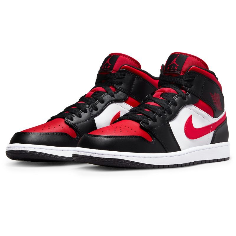 air jordan 1 mid white black red 2022 554724 079 front side