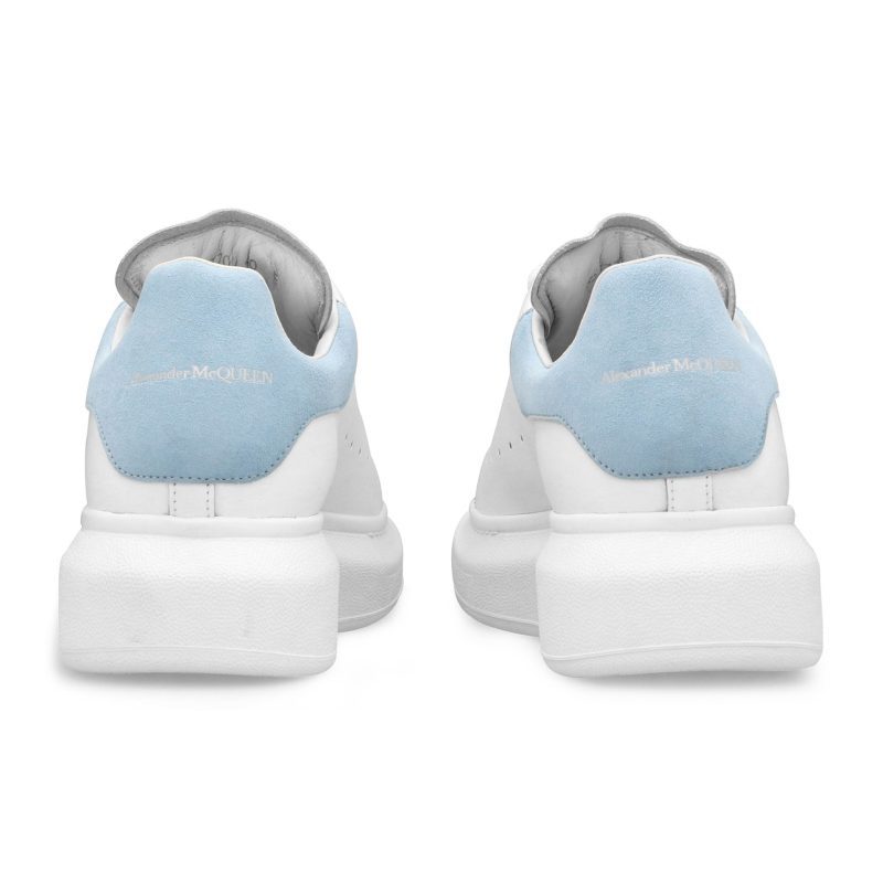 alexander mcqueen raised sole white blue sneaker front back