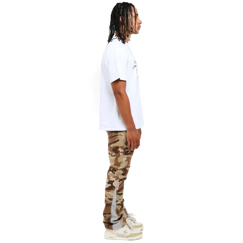 amicci baggio flare cargo pants camo amj03bei model side 2