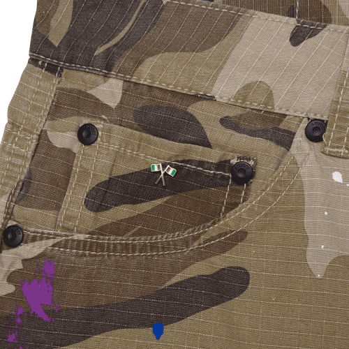 amicci flavio beige camo shorts detail