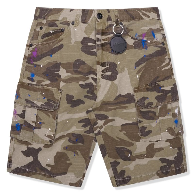 amicci flavio beige camo shorts front