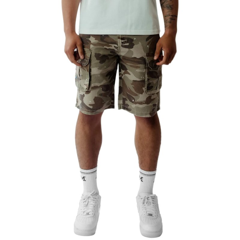 amicci flavio beige camo shorts front detail