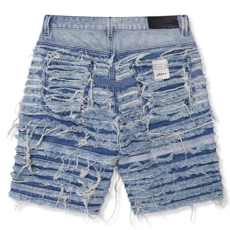 amicci sassari frayed denim blue shorts back