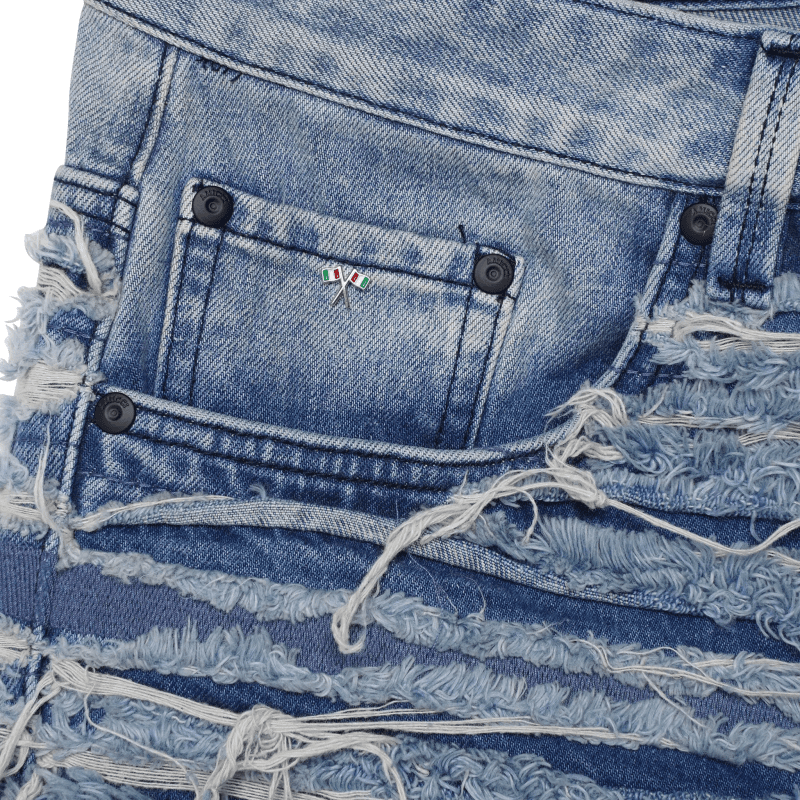 amicci sassari frayed denim blue shorts detail