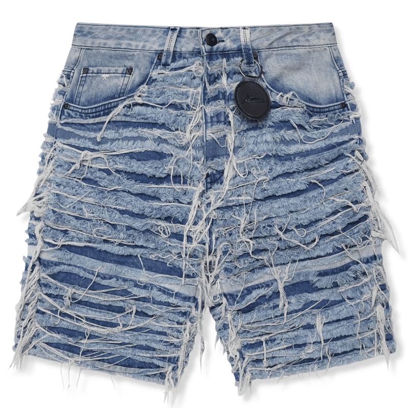 amicci sassari frayed denim blue shorts front