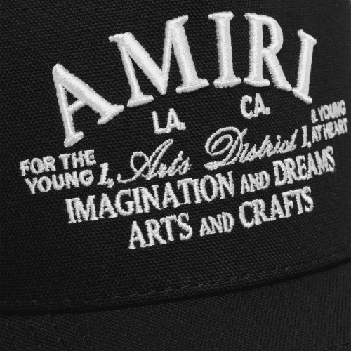 amiri arts district black trucker cap pxmah001 001 detail