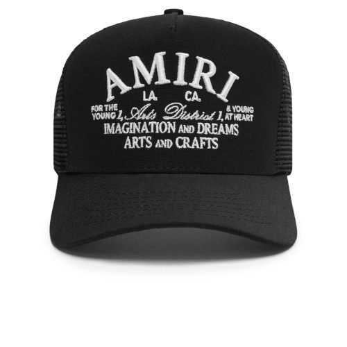 amiri arts district black trucker cap pxmah001 001 front