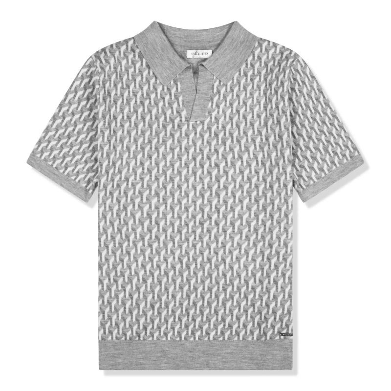 belier illusion knit grey polo shirt 4107289 front