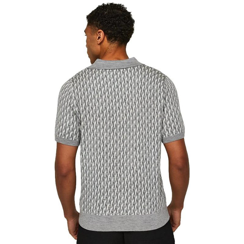 belier illusion knit grey polo shirt 4107289 model back