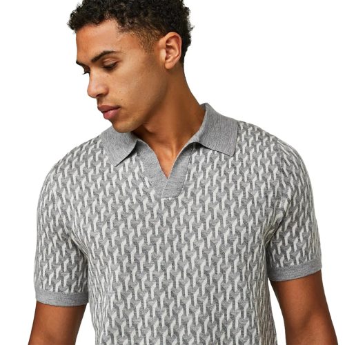 belier illusion knit grey polo shirt 4107289 model detail