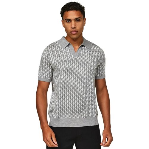 belier illusion knit grey polo shirt 4107289 model front