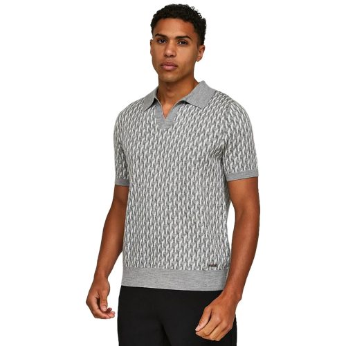 belier illusion knit grey polo shirt 4107289 model front side