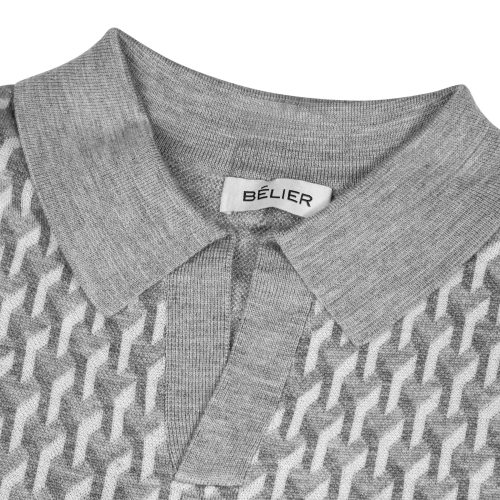 belier illusion knit grey polo shirt 4107289 neck