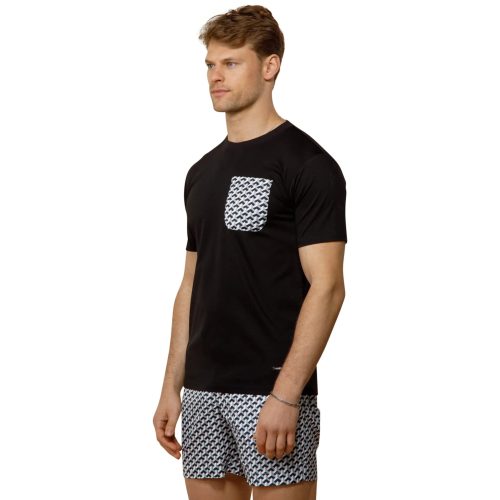 belier illusion print black monochrome pocket t shirt bm 169 front side