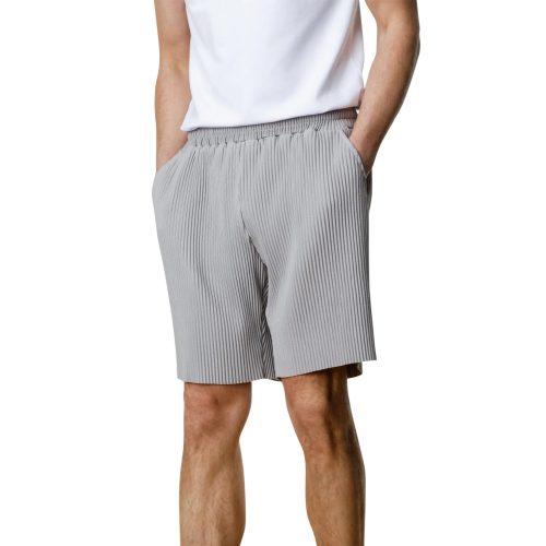 belier pleated light grey shorts bm 075 model front