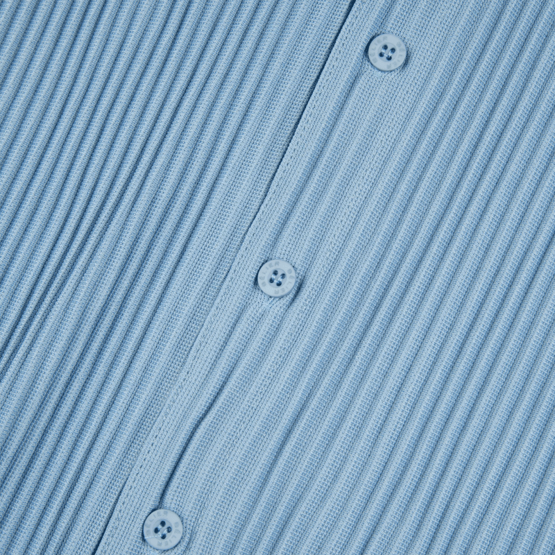 belier pleated short sleeve light blue resort shirt bm 073 detail