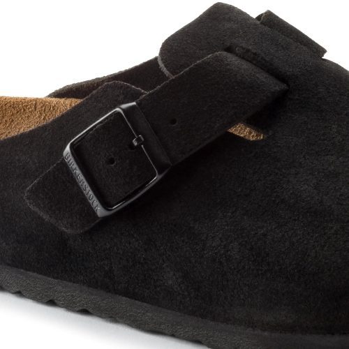 birkenstock boston suede flat sandals black w detail 2