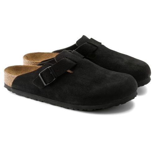 birkenstock boston suede flat sandals black w pair